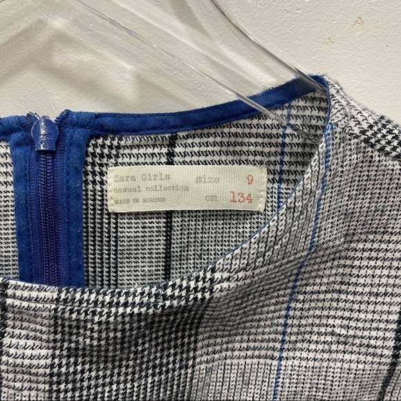 Zara Cotton Plaid Houndstooth Tie Sleeve Dress Size 9 - Picture 6 of 10